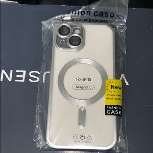 Magnetic White Phone Case for iPhone 15